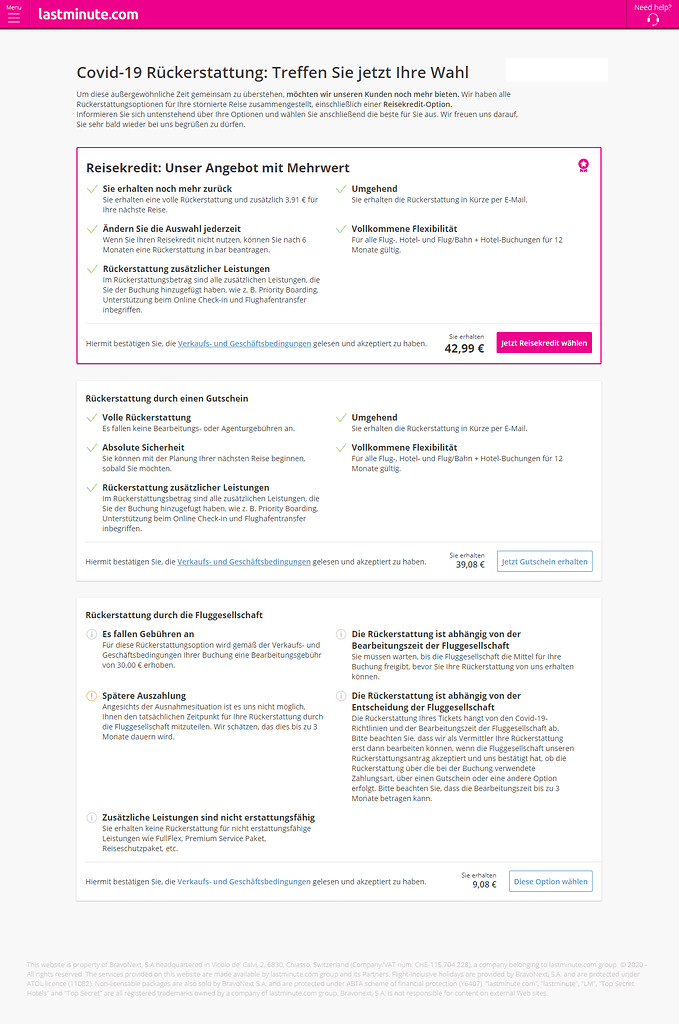 Erfahrungen mit Lastminute Unterschied zwischen Reiseguthaben und Gutschein bei AirlineStorno